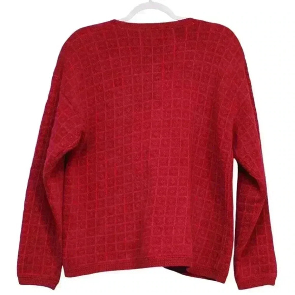 Vintage 90s Hand Embroidered Cardigan Sweater Size Large Ramie Cotton Grandma - Picture 10 of 12